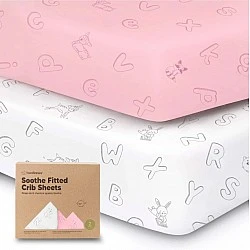 Organic Cotton Sheets 2 Pieces 60x120cm Pink Abc Kea Babies
