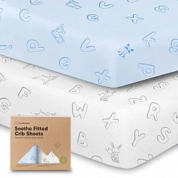 Organic Cotton Sheets 2 Pieces 60x120cm Blue Abc Kea Babies