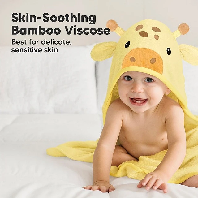 Baby Hooded Towel Made of Organic Bamboo Dinosaur Keababies