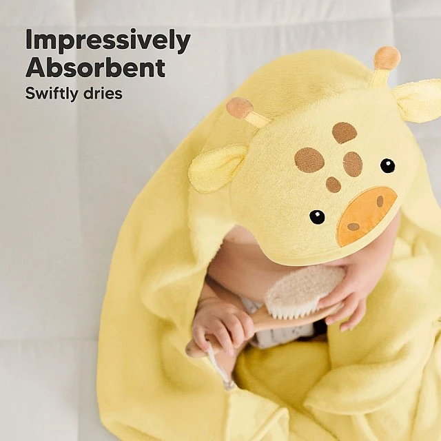 Baby Hooded Towel Made of Organic Bamboo Giraffe Keababies