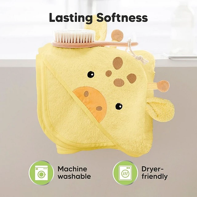 Baby Hooded Towel Made of Organic Bamboo Dinosaur Keababies