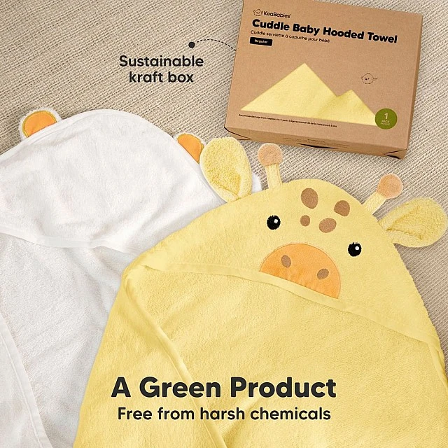 Baby Hooded Towel Made of Organic Bamboo Dinosaur Keababies