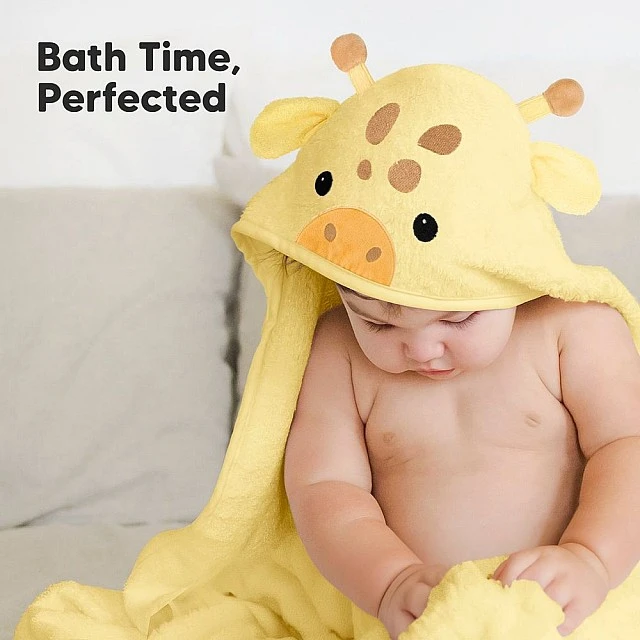 Baby Hooded Towel Made of Organic Bamboo Dinosaur Keababies