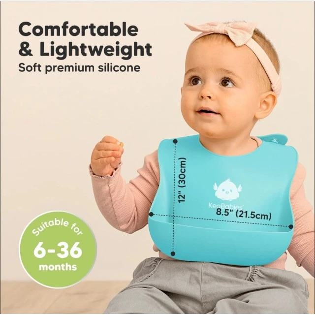 Silicone Bibs 2 Pieces Blue/Green Kea Babies