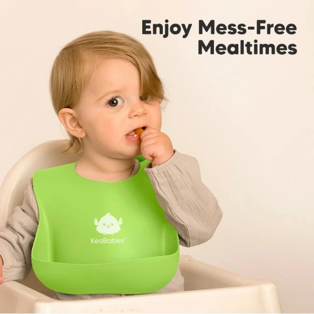 Silicone Bibs 2 Pieces Blue/Green Kea Babies