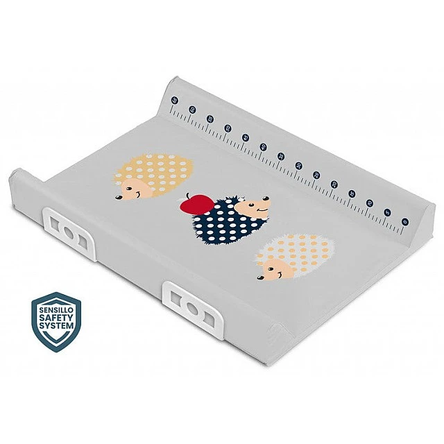 Changing Mat with Safety System Hedgehogs Grey