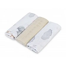 Muslin Diapers Beige Bear 3 Pieces 70x80 Cm