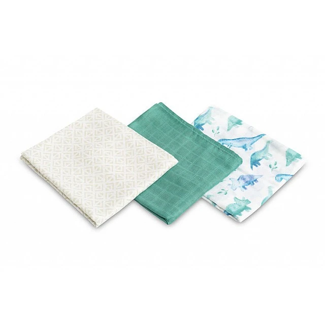 Bamboo Diapers 3-Pack Dino Green 70X80 Sensillo