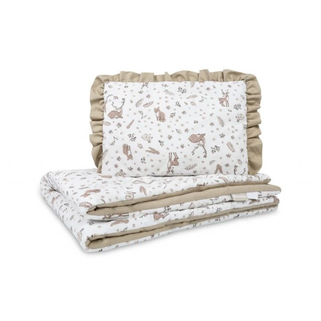 Double-sided bedding set for baby cot Forest Beige 75X95 25X35 Sensillo