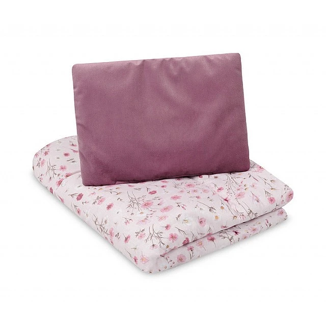 Bedding Set 2 Pieces Ranforce/Plush 75 X 95 Cm And 25 X 35 Cm Pink Flowers Sensillo