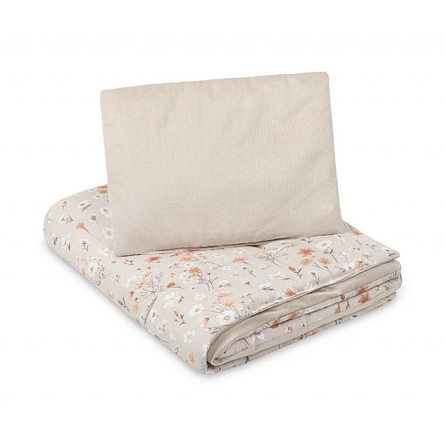 Bedding Set 2 Pieces Ranforce/Plush 75 X 95 Cm And 25 X 35 Cm Beige Flowers Sensillo