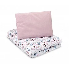 Bedding Set 2 Pieces Ranforce/Plush 75 X 95 Cm And 25 X 35 Cm Pink Twigs Sensillo