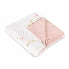 Baby Blanket Muslin Double Layer 75X100 Pink Flowers Sensillo
