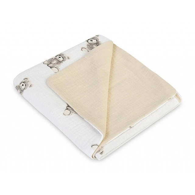 Baby Blanket Muslin Double Layer 75X100 Beige Bear Sensillo