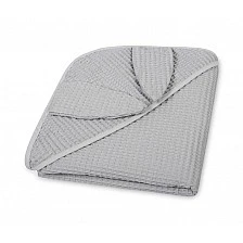 Baby Towel With Hood 100% Corrugated Cotton 110X110 Cm 0+ Gray Sensillo