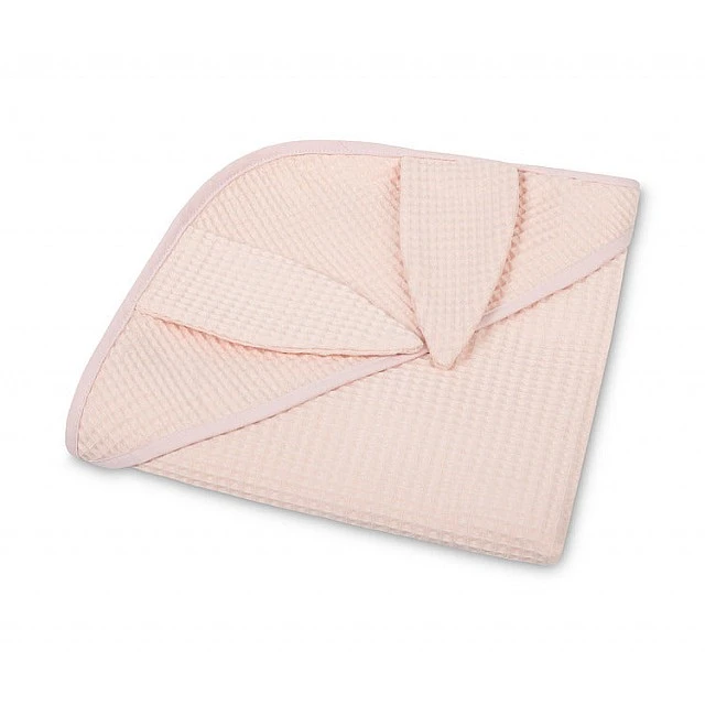 Baby Towel With Hood 100% Corrugated Cotton 110X110 Cm 0+ Pink Sensillo