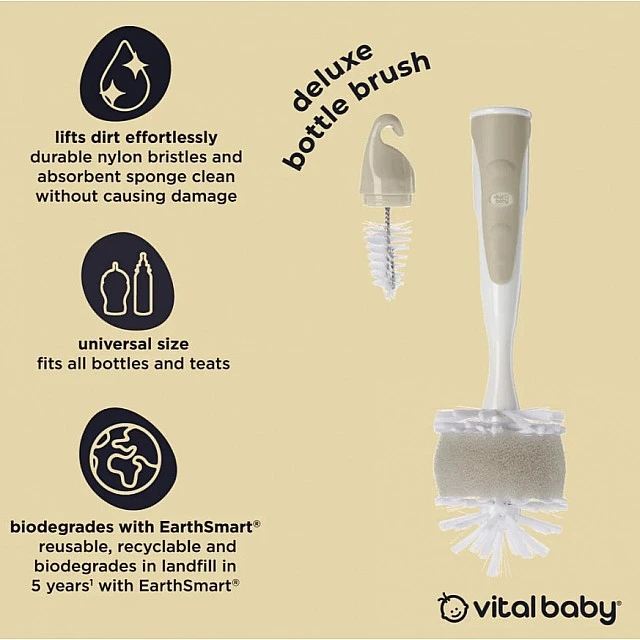 2in1 Universal Brush for Baby Bottles and Teats EarthSmart Vital Baby