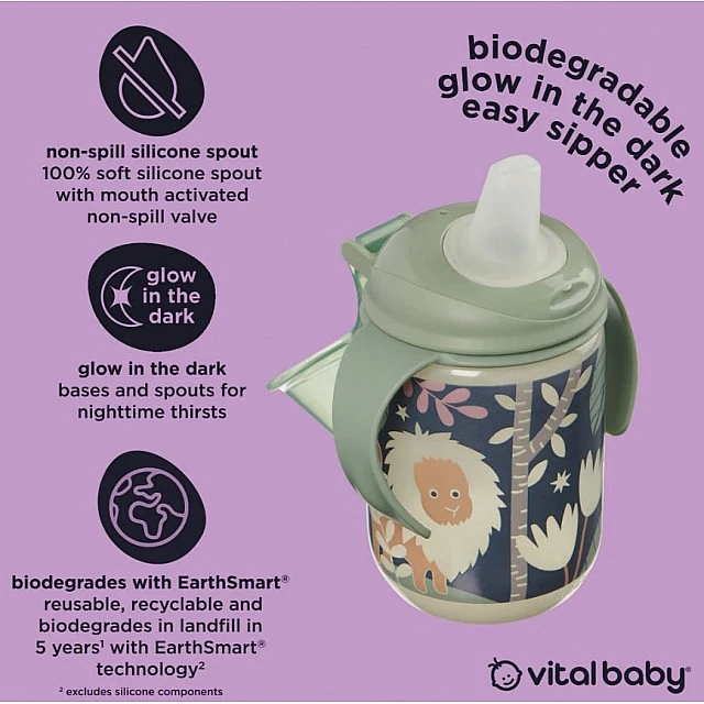 EarthSmart Vital Baby Non-Spill Cup with Soft Spout 350 ml Glow in the Dark