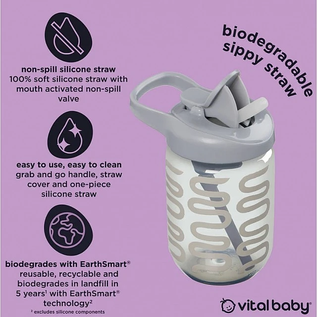 EarthSmart Vital Baby Non-Spill Cup with Straw 350 ml Strawberry