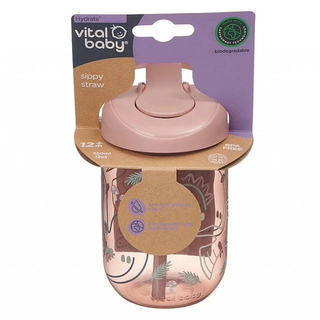 EarthSmart Vital Baby Non-Spill Cup with Straw 350 ml Strawberry