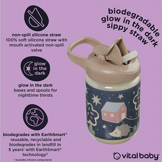 EarthSmart Vital Baby Non-Spill Cup with Straw 350 ml Glow in the Dark