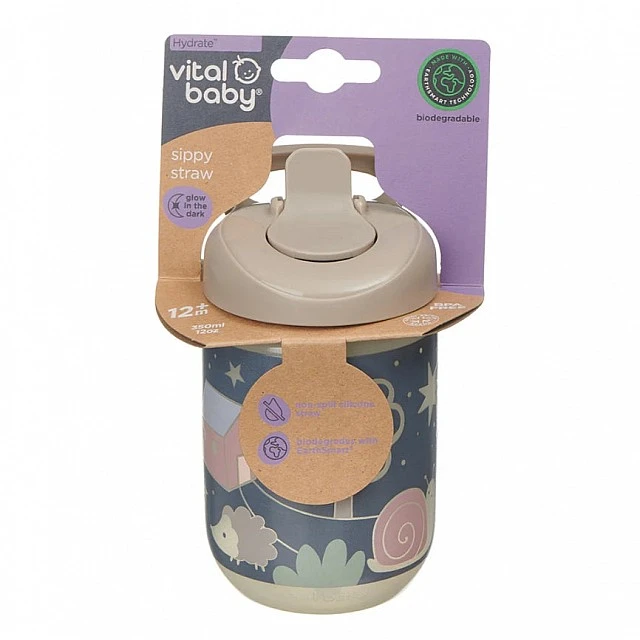 EarthSmart Vital Baby Non-Spill Cup with Straw 350 ml Glow in the Dark