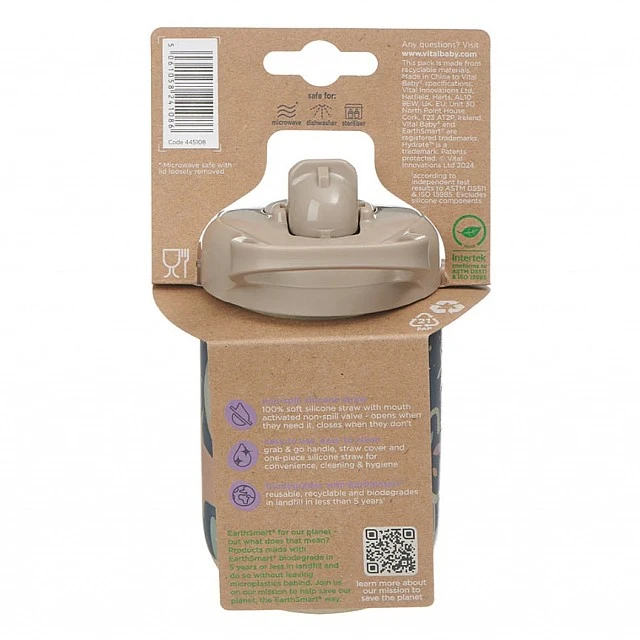 EarthSmart Vital Baby Non-Spill Cup with Straw 350 ml Glow in the Dark