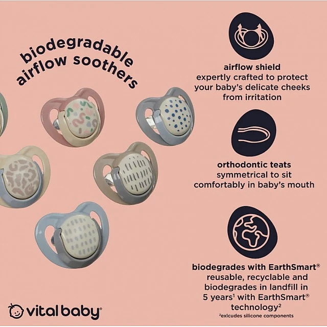 Soothing Airflow Pacifiers 0-6 Months EarthSmart Vital Baby
