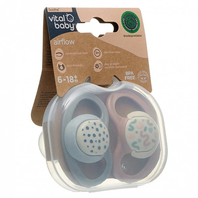EarthSmart Vital Baby Soothing Airflow Pacifiers 6-18 Months