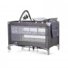 Foldable travel cot with changing pad Luna ash grey