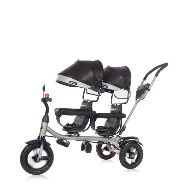 Tricycle for twins 2PLAY obsidian/silver