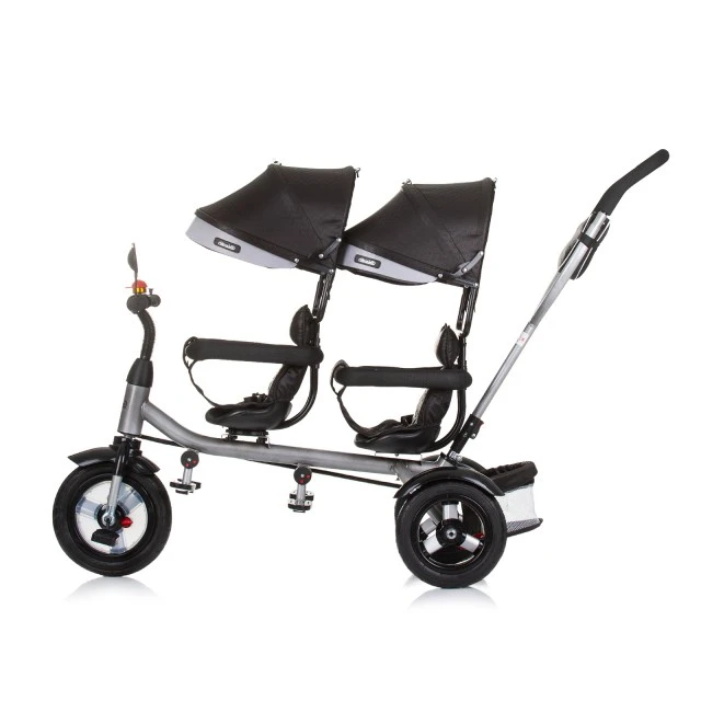 Tricycle for twins 2PLAY obsidian/silver