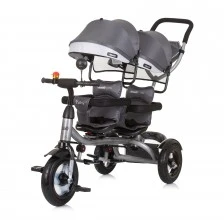 Tricycle for twins "2PLAY"silver grey