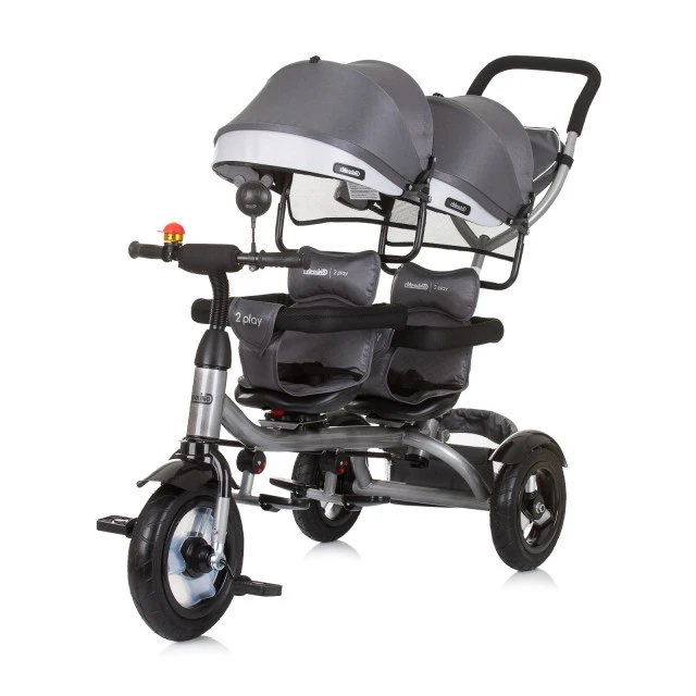 Tricycle for twins 2PLAYsilver grey