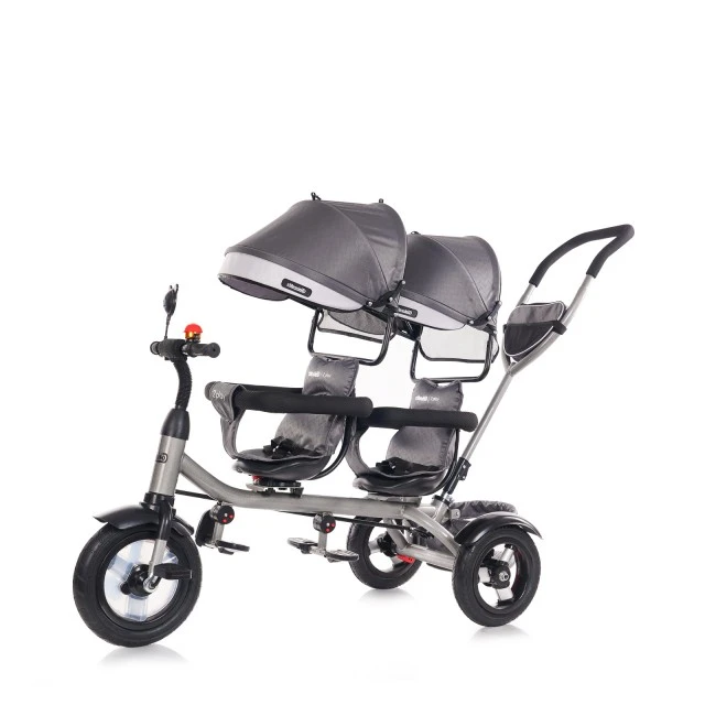 Tricycle for twins 2PLAYsilver grey