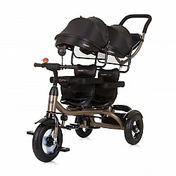 Tricycle for twins "2PLAY" obsidian/gold