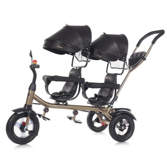 Tricycle for twins 2PLAY obsidian/gold