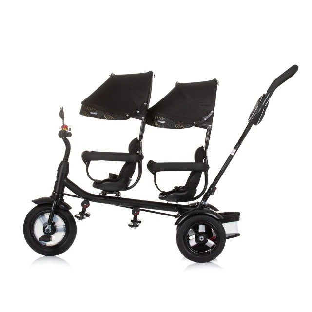 Tricycle for twins 2PLAY obsidian/leaves