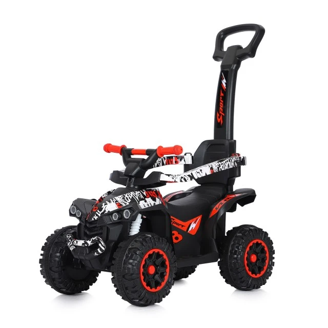 Количка за яздене с дръжка ATV бял/чер