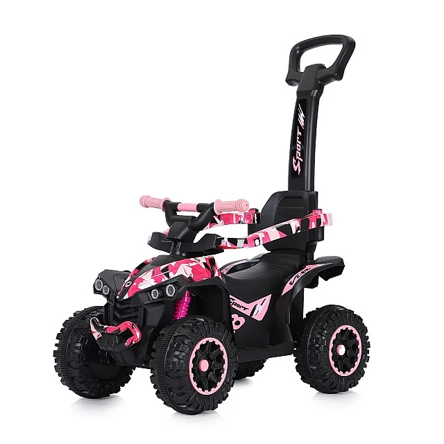 Количка за яздене с дръжка ATV бял/роз