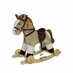 Rocking horse with wheels beige