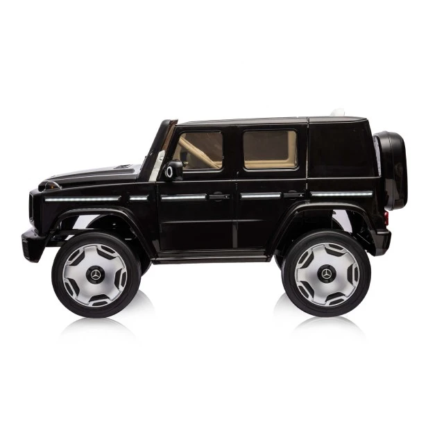 Battery operated SUV Mercedes Benz EQG black, leather seat, EVA wheels