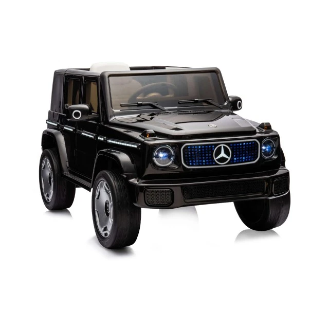 Battery operated SUV Mercedes Benz EQG black, leather seat, EVA wheels