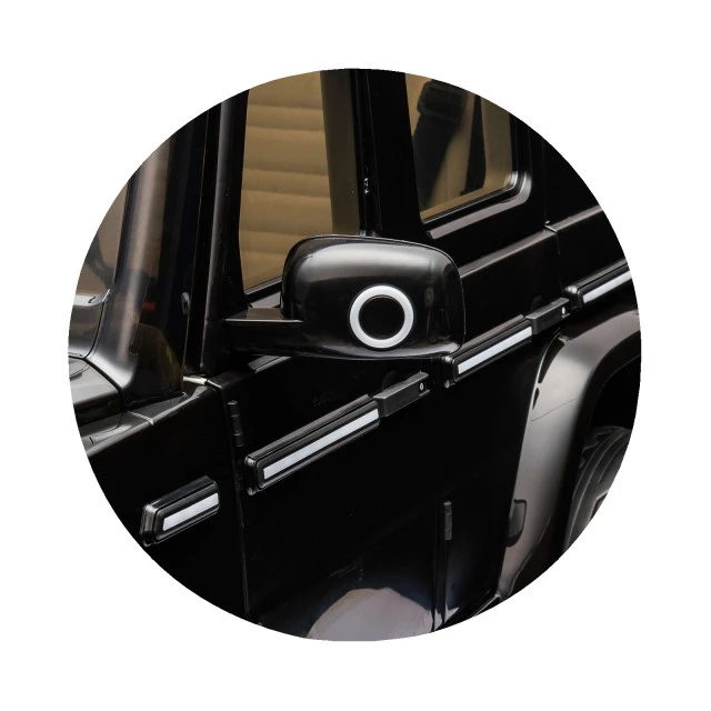Battery operated SUV Mercedes Benz EQG black, leather seat, EVA wheels