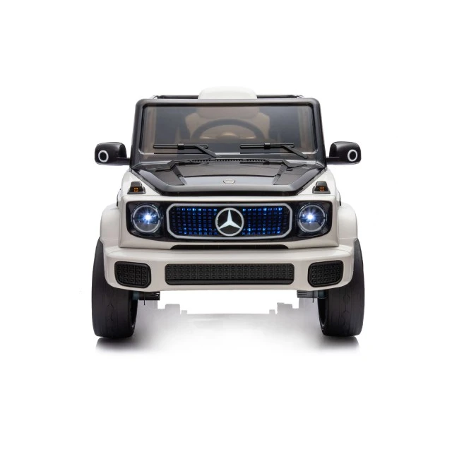 Акумулаторен джип Mercedes EQG бял EVA, кожена се