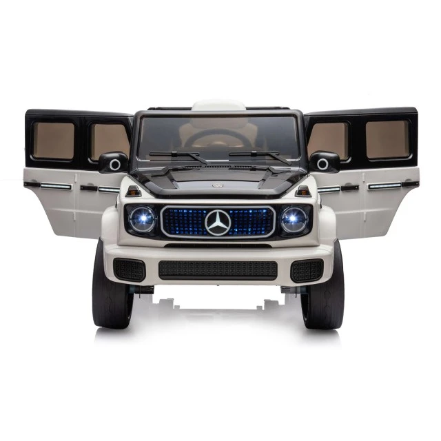 Акумулаторен джип Mercedes EQG бял EVA, кожена се