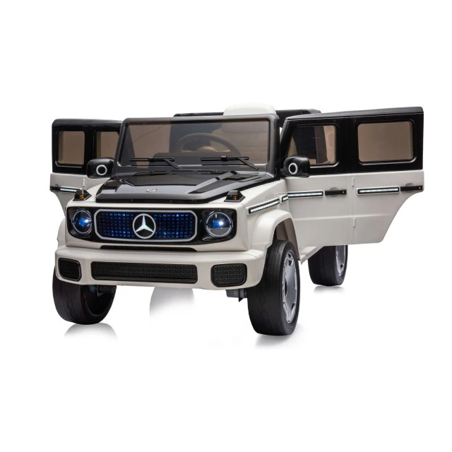 Акумулаторен джип Mercedes EQG бял EVA, кожена се