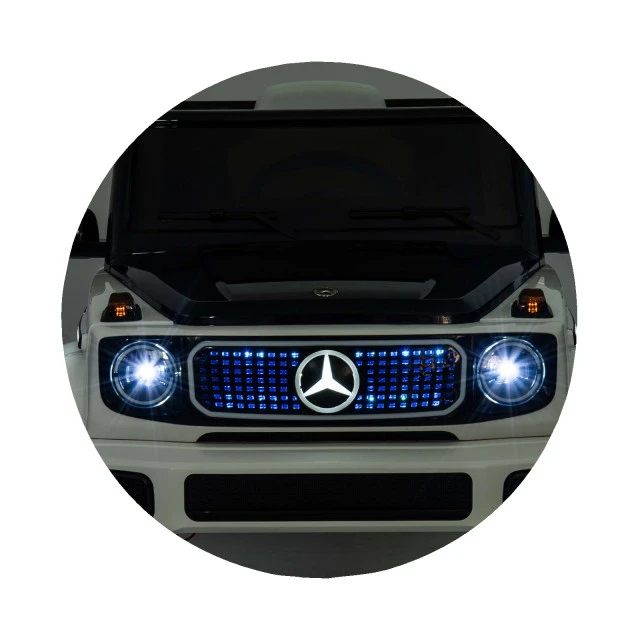 Акумулаторен джип Mercedes EQG бял EVA, кожена се