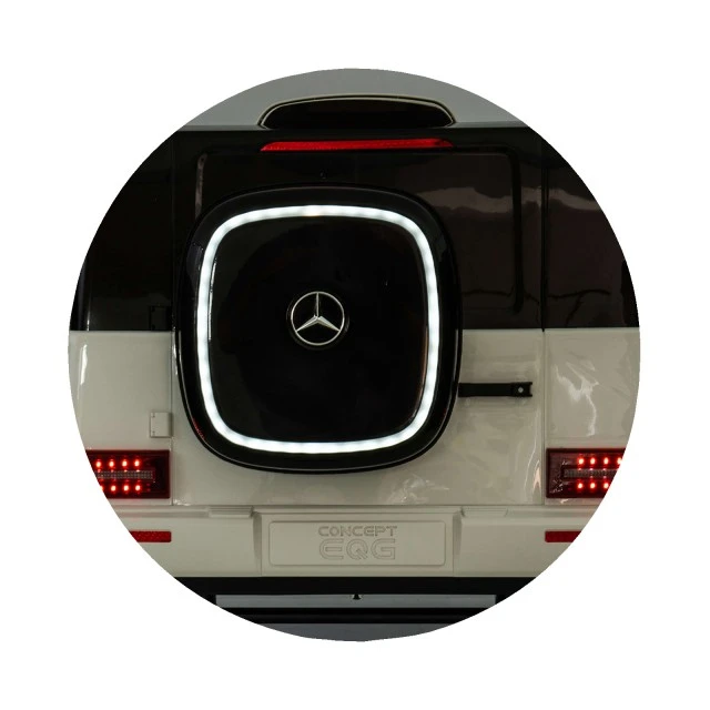 Акумулаторен джип Mercedes EQG бял EVA, кожена се