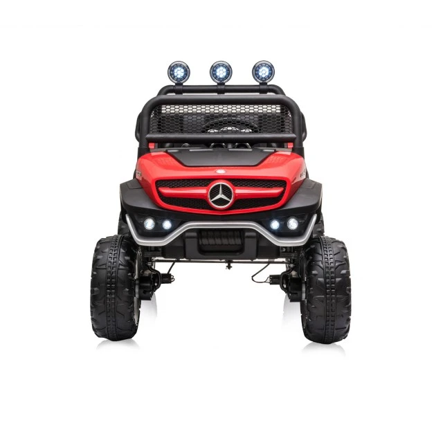Battery operated OffRoad Mercedes UNIMOG red, leather seat, EVA wheels